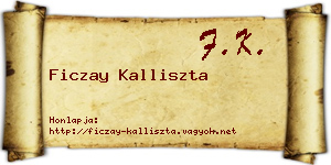 Ficzay Kalliszta névjegykártya